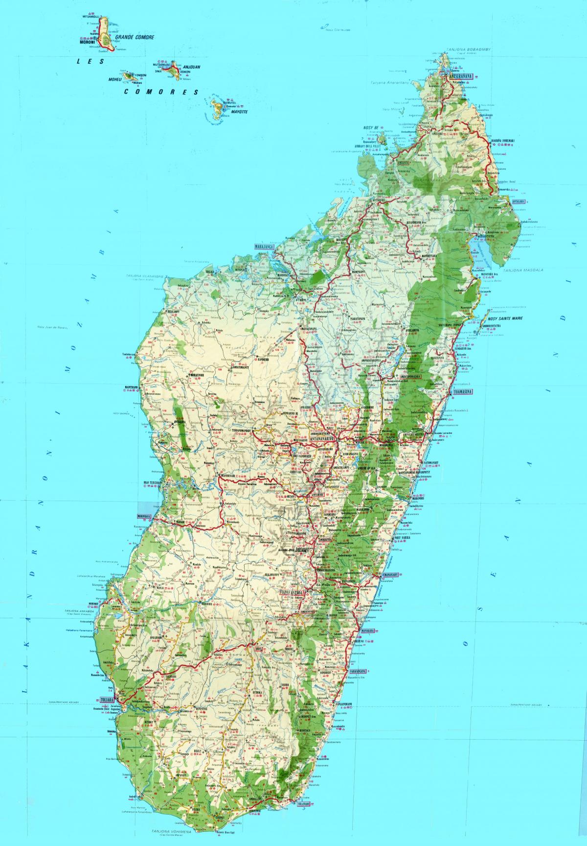карта са Мадагаскара топографске