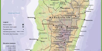 Карта физичка карта Мадагаскар